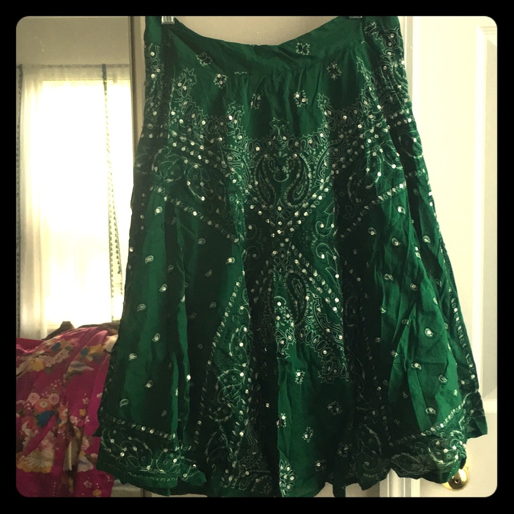 Green Sequin Bandana Skirt